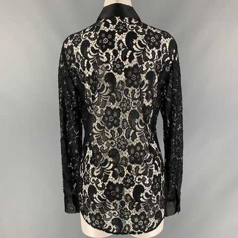 MOSCHINO Taille M Haut boutonné en polyamide dentelle noire