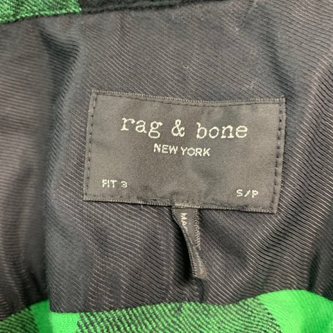 RAG & BONE Size S Green Black Checkered Cotton One Pocket Long Sleeve Shirt