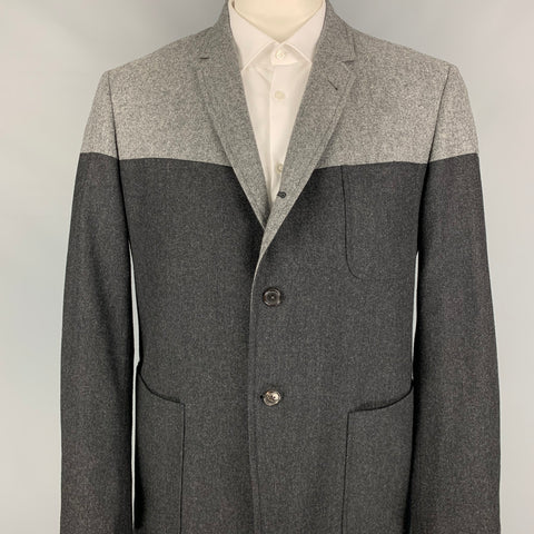 BLACK FLEECE Taille 46 Manteau de sport en laine color block anthracite et gris