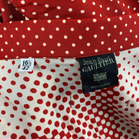 JEAN PAUL GAULTIER Spring 1996 Size L Red Beige Trompe l’œil Torso Print Shirt