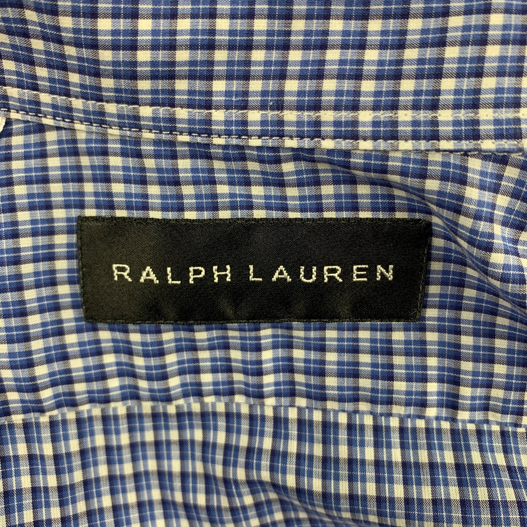 RALPH LAUREN Black Label Size S Blue Plaid Cotton Button Down Long Sleeve Shirt