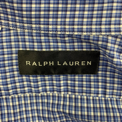 RALPH LAUREN Black Label Taille S Chemise à manches longues boutonnée en coton à carreaux bleus