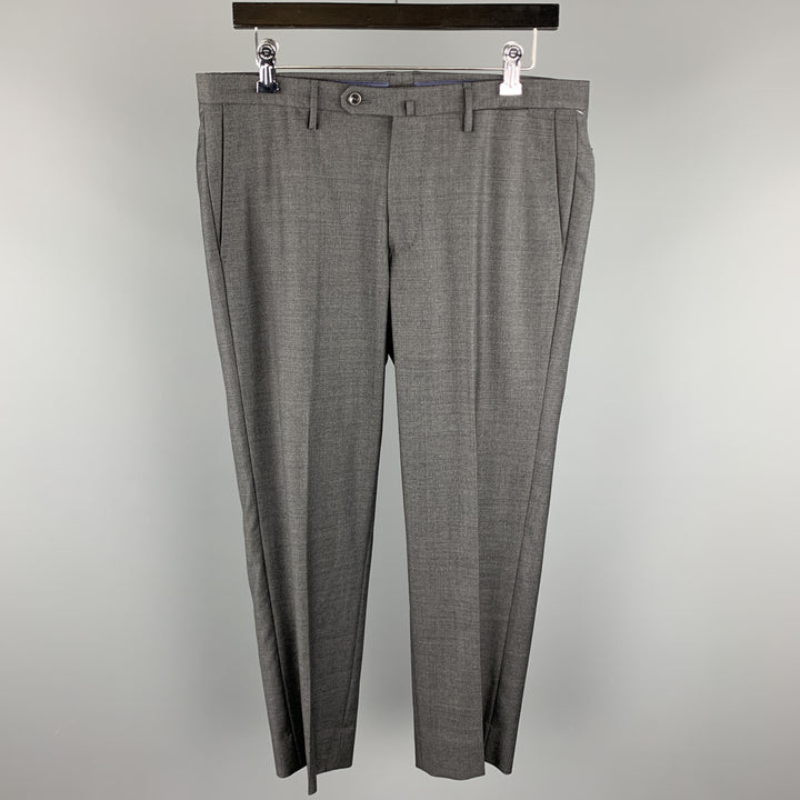 INCOTEX Size 33 Gray Solid Wool 25 Flat Front Dress Pants