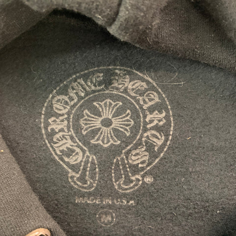 CHROME HEARTS Size M Black White Logo Cotton Hoodie Sweatshirt