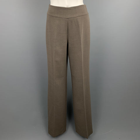 AKRIS Size 4 Olive Wool / Nylon High Waisted Wide Leg Dress Pants