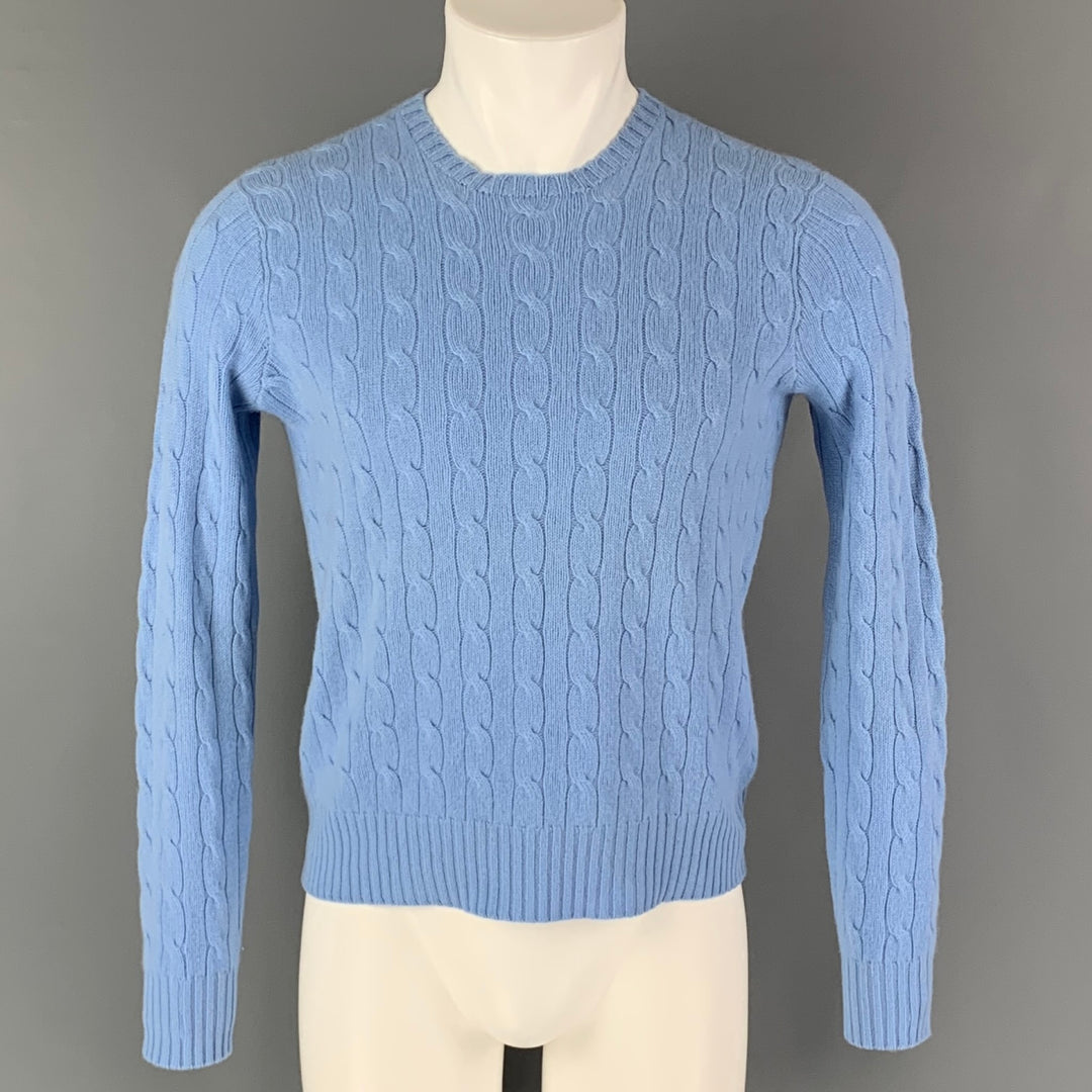 POLO by RALPH LAUREN Size S Blue Light Blue Cable Knit Cashmere
