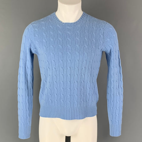 POLO by RALPH LAUREN Size S Blue Light Blue Cable Knit Cashmere Pullover