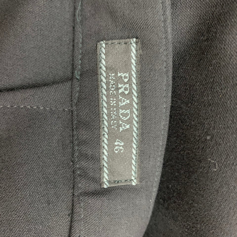 PRADA Taille 30 Pantalon habillé en cuir mélangé de laine noire