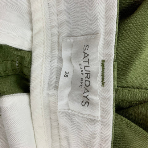 SATURDAYS NYC Size 28 Green Olive Cotton Large Pockets Shorts