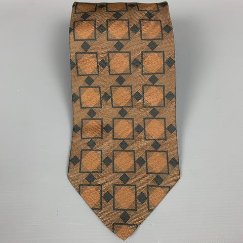 GIORGIO ARMANI Brown Geometric Silk Tie