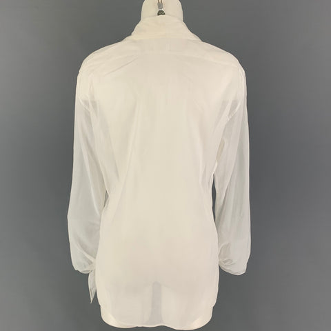 Colección RALPH LAUREN Talla 6 Blusa transparente de algodón blanco