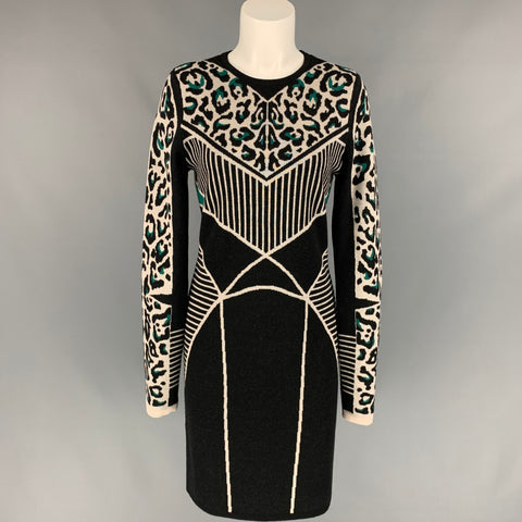 RACHEL ROY Size M Black & White Merino Wool Sheath Dress