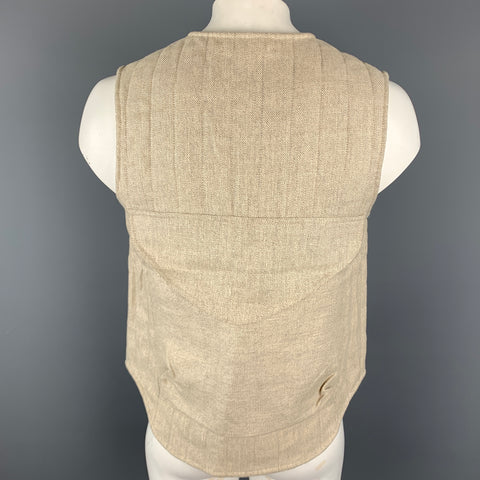 TS (S) Taille de poitrine M Gilet à boutons cachés en laine unie à l'avoine