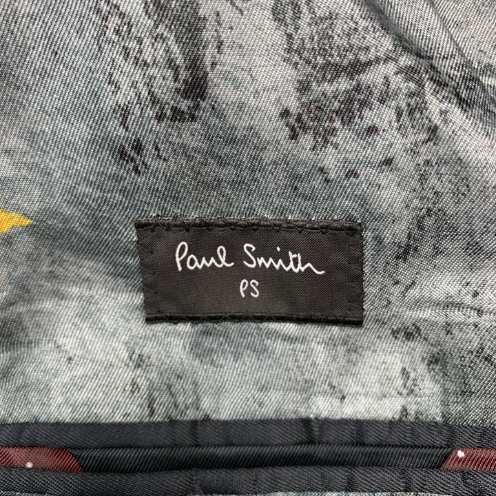 PS by PAUL SMITH Size 40 Print Black on Black Graffiti Print Textured Wool Peak Lapel Sport Coat