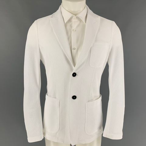 GIORGIO ARMANI Size 38 White Honeycomb Polyamide Sport Coat