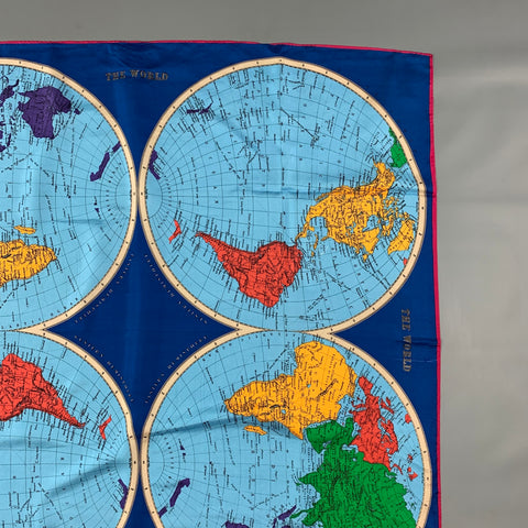 PERRY ELLIS Multi-Color The World Print Silk Scarf