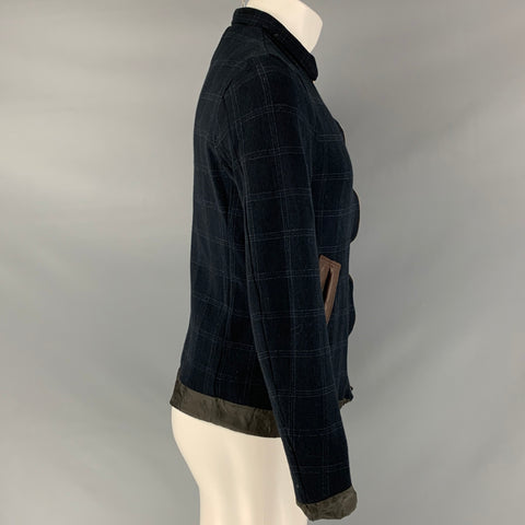 KOLOR Size S Black &  White Window Pane Cotton Blend Zip Up Jacket