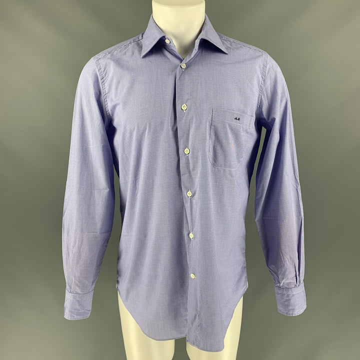 TINCATI Camisa de manga larga con botones de algodón a cuadros azul talla M