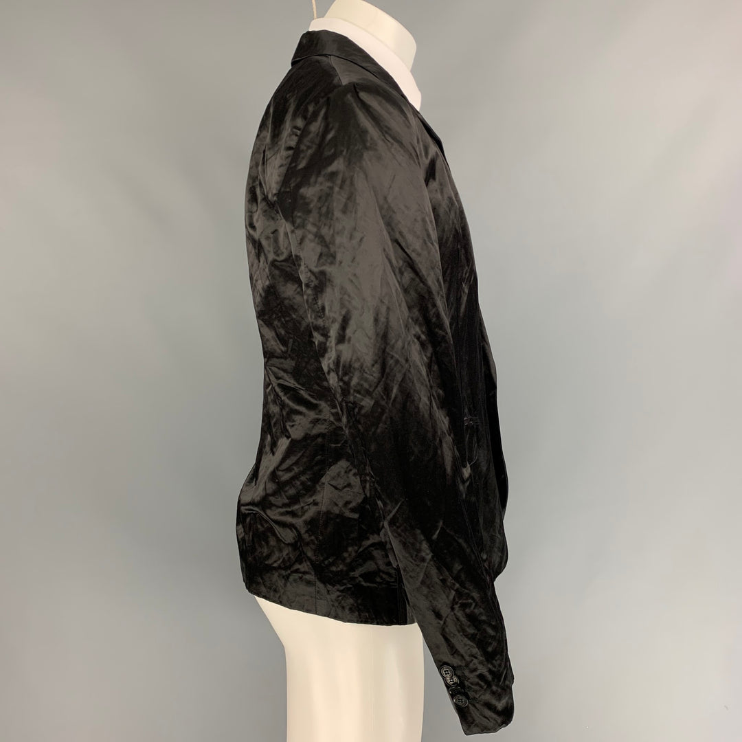 LOVE MOSCHINO Black Wrinkled Cotton Blend Notch Lapel Sport Coat