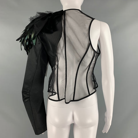 COMME des GARCONS Size M Black Satin Mesh One Shoulder Dress Top