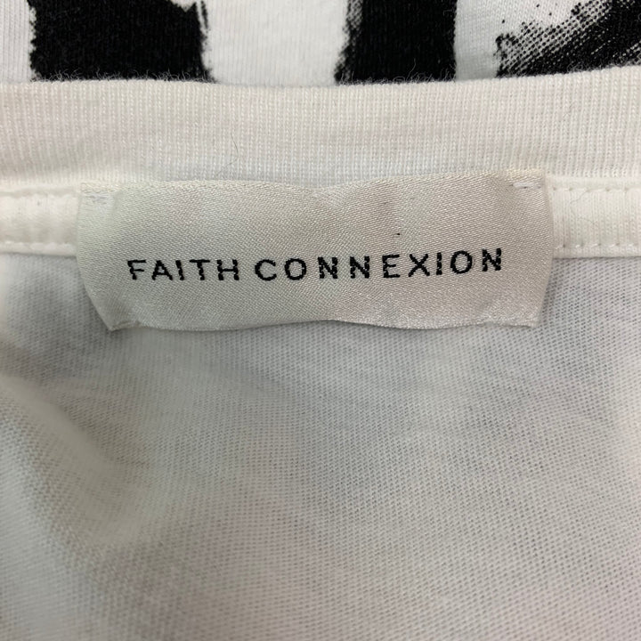 FAITH CONNEXION Size S White Black & Red Print Cotton Crew-Neck T-shirt