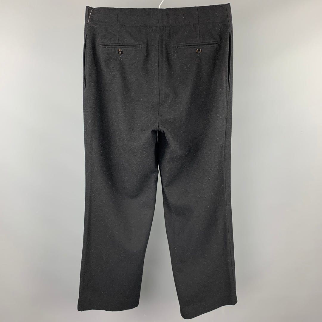 GUCCI Taille 34 Pantalon habillé en laine noire avec braguette boutonnée et jambe droite