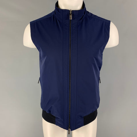 ERMENEGILDO ZEGNA Size M Blue Wool Polyester Reversible Vest