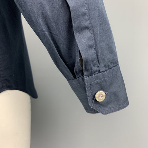 Vintage VERSACE JEANS COUTURE Size M Navy Cotton Embellished Buttons Long Sleeve Shirt