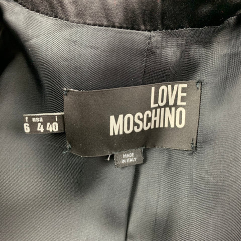 LOVE MOSCHINO Size 4 Red & Black Gingham Wool Rhinestone Jacket