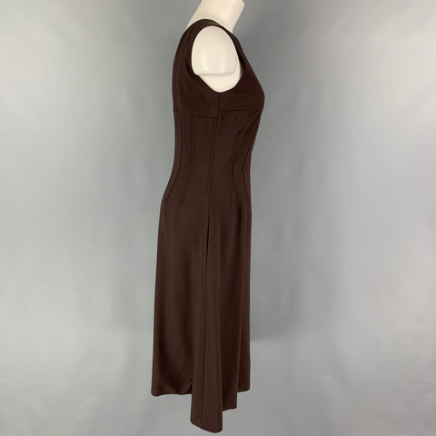 DOLCE & GABBANA Size 6 Brown Wool Sleeveless Mid-Calf Dress