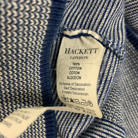 HACKETT LONDON Size S Blue White Stripe Cotton Half Zip Pullover