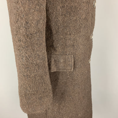 LUCIANO BARBERA Size 10 Dark Brown Sparkle Alpaca Blend Coat