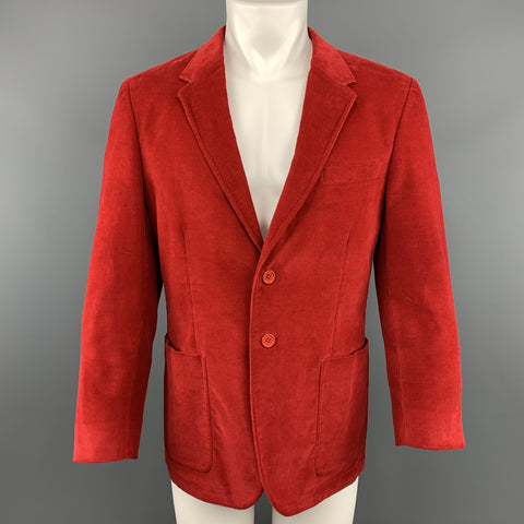 PS by PAUL SMITH Taille 40 Manteau de sport en velours côtelé rouge à revers simple boutonnage à 2 boutons