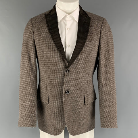 EMPORIO ARMANI Size 40 Grey Charcoal Checkered Angora Sport Coat