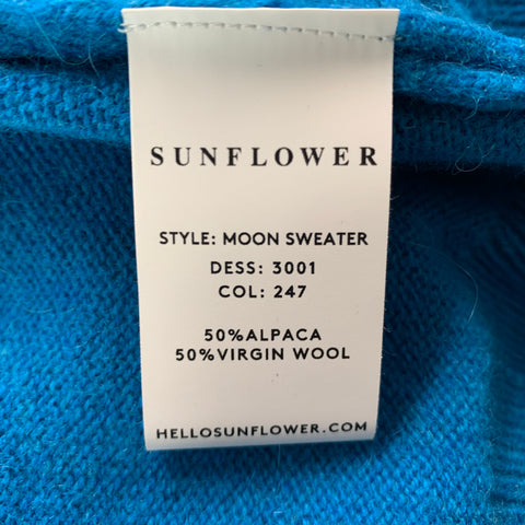 SUNFLOWER Size M Blue Knitted Alpaca Wool Crew-Neck Sweater