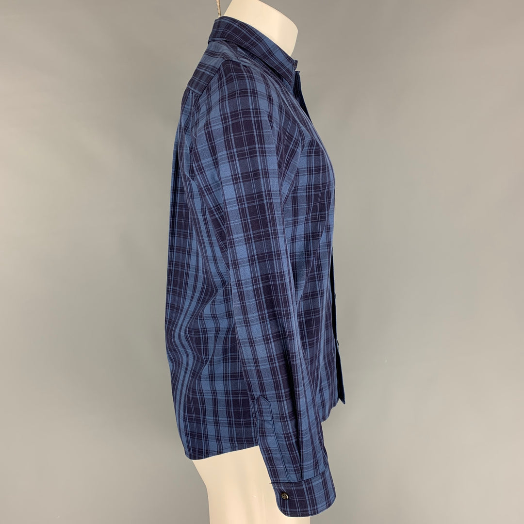 A.P.C. Size XS Blue Navy Plaid Cotton Button Down Long Sleeve Shirt