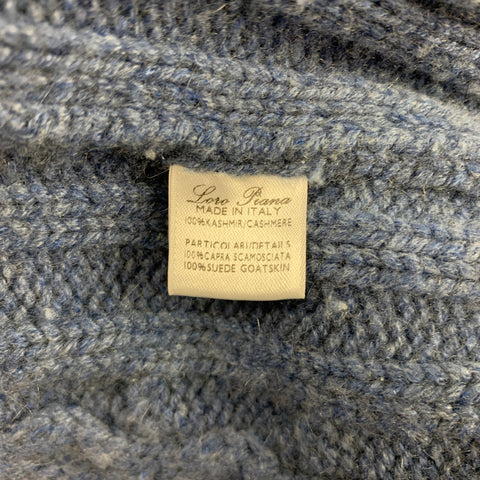 LORO PIANA Size 42 Blue Cable Knit Cashmere Zip Up Jacket