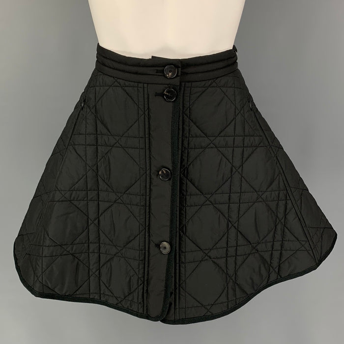 CHRISTIAN DIOR Mini-jupe trapèze en polyester matelassé noir taille 2