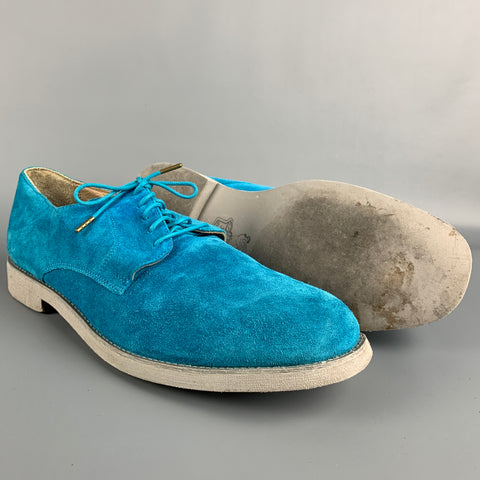 FLORSHEIM Size 12 Turquoise Suede Derby Lace Up Shoes
