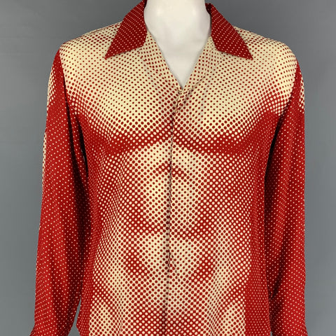 JEAN PAUL GAULTIER Spring 1996 Size L Red Beige Trompe l’œil Torso Print Shirt