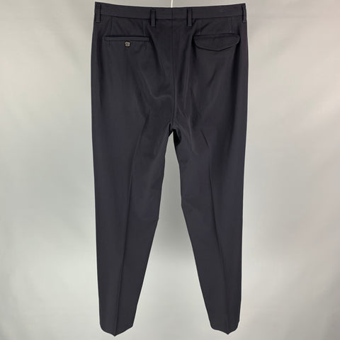 JIL SANDER Size 34 Navy Wool Button Fly Pleated Dress Pants