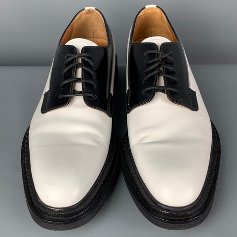 CHURCH'S Size 10 White Black Leather Two Tone Misty Shoes