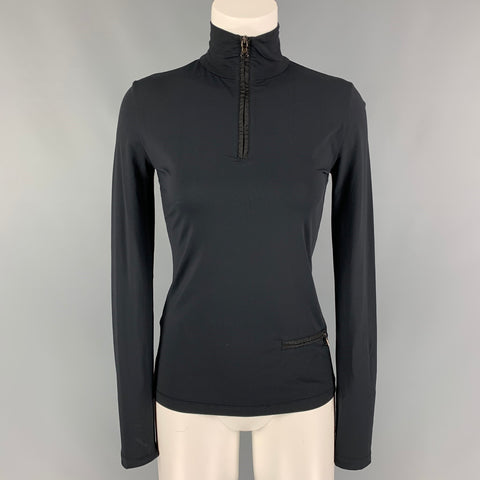 PRADA SPORT Size S Black Nylon High Collar Top