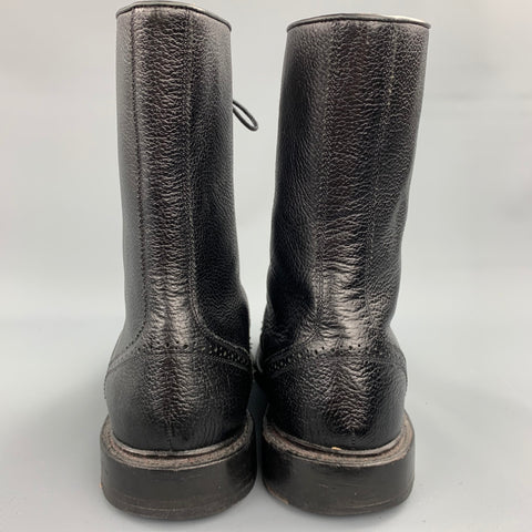 FLORSHEIM by Duckie Brown Size 10 Black Perforated Leather Lace Up Boots