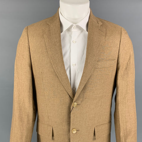 TODD ​​SNYDER Taille 38 Manteau de sport à revers cranté en lin beige régulier