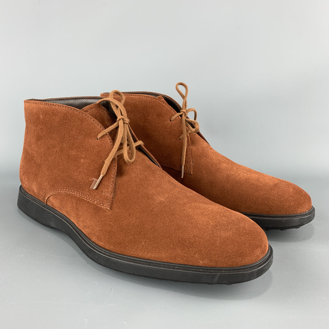 TOD'S Size 9.5 Tan Brown Suede Chukka Lace Up Boots