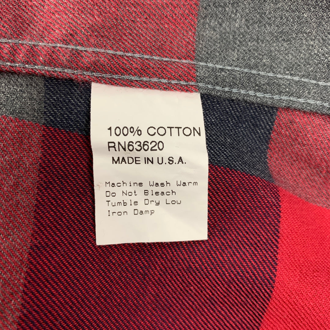 GITMAN BROS Size S Red & Grey Checkered Cotton Long Sleeve Shirt