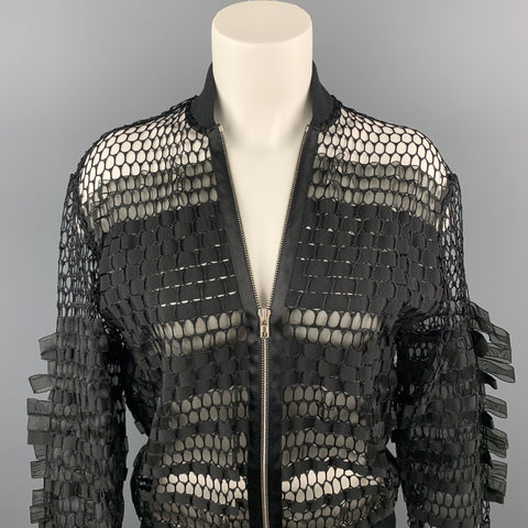 JEAN PAUL GAULTIER Taille M Veste zippée en polyester maille noire