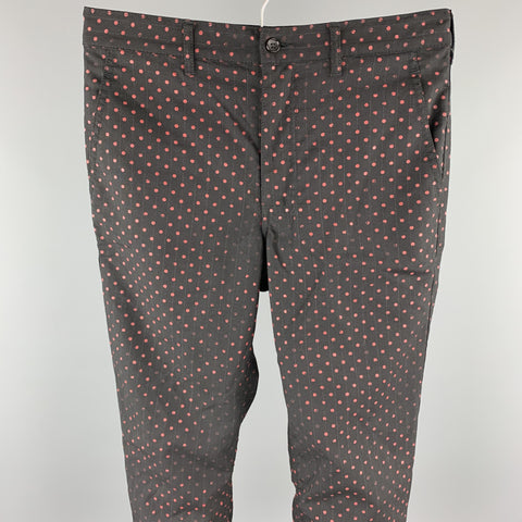 COMME des GARCONS HOMME PLUS Size XS Black & Red Dots Wool Dress Pants