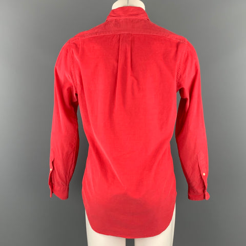 RALPH LAUREN Size S Red Corduroy Button Down Long Sleeve Shirt